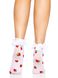 Шкарпетки жіночі з полуничним принтом Leg Avenue Strawberry ruffle top anklets One size, мереживні м