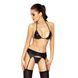 Комплект белья под латекс Passion CAPRI SET XXL/XXXL, black, мини-бикини, стринги, пояс для чулок, Черный, XXL/XXXL, Черный