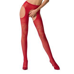 Колготки-бодістокінги з відкритим доступом Passion S017 One Size, Red, імітація панчіх та пояса, Червоний, Універсальний