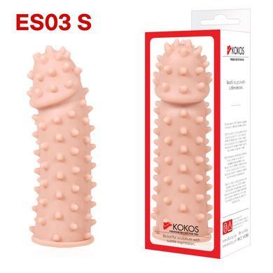 Насадка на член Kokos Extreme Sleeve ES.03 розмір S, потовщувальна, стимулюючий рельєф, Тілесний, Телесный