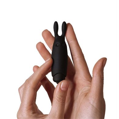 Віброкуля Adrien Lastic Pocket Vibe Rabbit Black зі стимулювальними вушками, Чорний, Чорний