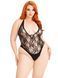 Тедди Leg Avenue Floral lace deep-V teddy, 1X/2X, черное, кружевное, открытая спина, высокие трусики