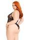 Тедди Leg Avenue Floral lace deep-V teddy, 1X/2X, черное, кружевное, открытая спина, высокие трусики