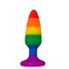 Силиконовая анальная пробка Wooomy Hiperloo Silicone Rainbow Plug M, диаметр 2,9 см, длина 11 см, Радуга