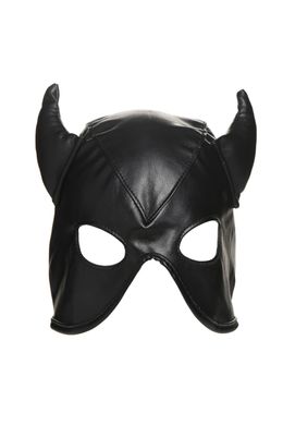 Маска з рогами Master Series: Dungeon Demon Bondage Mask with Horns, чорна