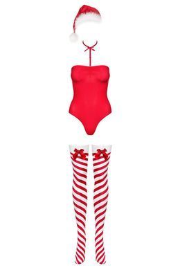 Боди Obsessive Kissmas teddy red L/XL (мятая упаковка!!!)