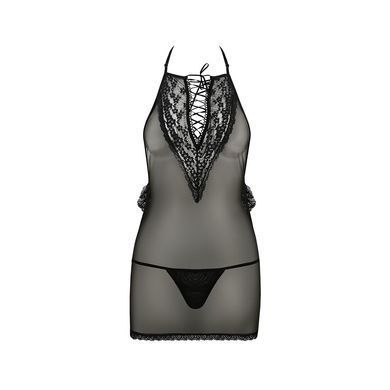 Сорочка прозора приталена Passion ERZA CHEMISE XXL/XXXL, black, трусики, XXL/XXXL, XXL/XXXL