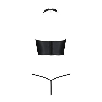Комплект білизни з відкритими грудьми Passion GENEVIA SET WITH OPEN BRA S/M black, корсет, стрінги