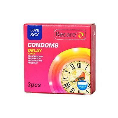Презервативи Recare Delay Candy Condoms 3 шт, пролонгувальний ефект, цукерковий аромат