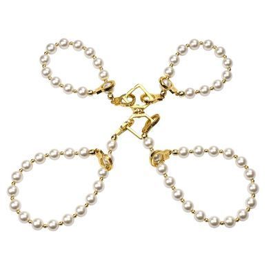 Жемчужный набор для фиксации LOCKINK Pearl Bondage & Restraint Set, наручники, поножи, поводок
