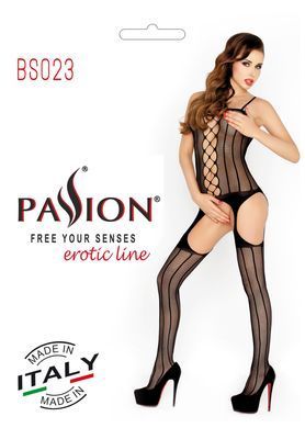 Бодистокинг Passion BS023 white, комбинезон, имитация чулок и пояса, Универсальный, Белый