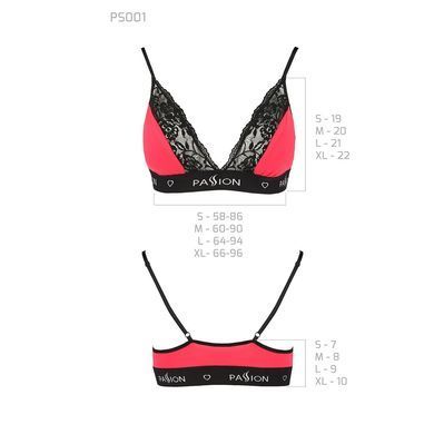 Эластичный топ с кружевом Passion PS001 TOP M, red-black, M