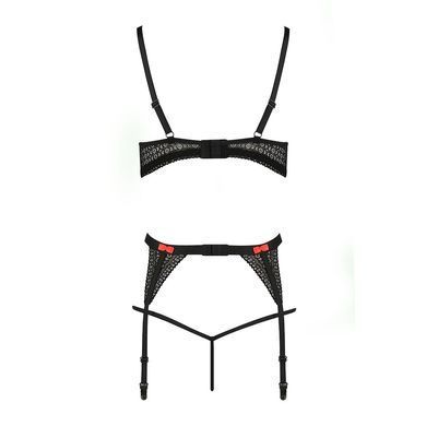 Распродажа!!! Комплект белья PERDITA SET black L/XL - Passion: стрэпы: лиф, стринги и пояс для чулок, L/XL, L/XL
