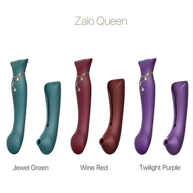 Смартвібратор 3в1 Zalo — Queen Jewel Green, пульсівна перлина та вакуум, кристал Swarovski