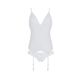 Корсет с пажами, трусики с ажурным декором и открытым шагом Ursula Corset white L/XL — Passion, Белый