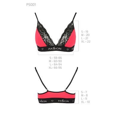 Еластичний топ з мереживом Passion PS001 TOP S, red-black, S