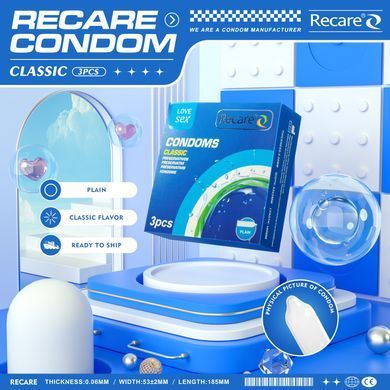 Презервативи Recare Classic Condoms 3 шт, класичні