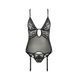 Корсет з декольте Passion ERZA CORSET S/M, black, пажі, трусики, напівпрозорий, S/M, S/M