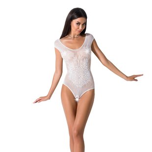 Бодістокінг Passion BS064 One Size, White, боді, закрите плече, відкритий доступ, Білий