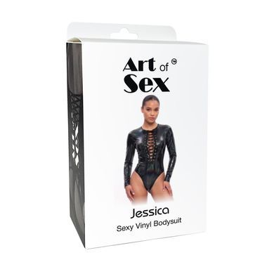 Вінілове боді з рукавами Art of Sex - Jessica, з ефектом голограми, розмір XL