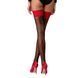 Чулки Passion ST120 3/4 black-red, на ажурной силиконовой резинке, изысканный декор и люрекс, Черный/красный