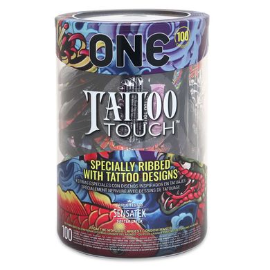 Набір презервативів ONE Tattoo Touch 100 шт, мегапак тюб