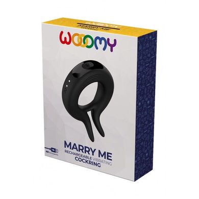 Ерекційне віброкільце Wooomy Marry Me, перезаряджувальне, 10 режимів вібрації, діаметр 4 см, Чорний