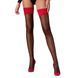 Панчохи Passion ST120 5 black-red, на ажурній силіконовій резинці, вишуканий декор та люрекс, Черный/красный