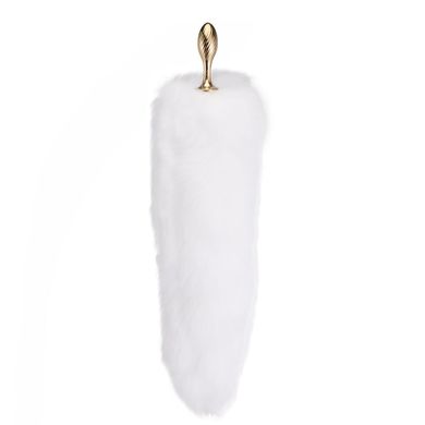 Металлическая анальная пробка Лисий хвост LOCKINK SEVANDA White Fox-Tail Anal Pear-shape Plug