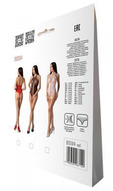 Бодістокінг з імітацією корсетної шнурівки Passion BS094 One Size, red, квітковий візерунок, з досту