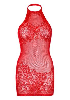 Платье-сетка со стразами Leg Avenue Rhinestone halter mini dress Red, открытая спина, one size