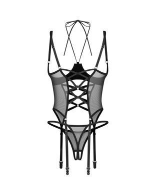 Корсет Obsessive Dominna cupless corset & crotchless thong 2XL/3X