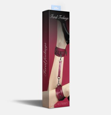 Поножи Feral Feelings – Ankle Restraints, натуральная кожа, burgundy