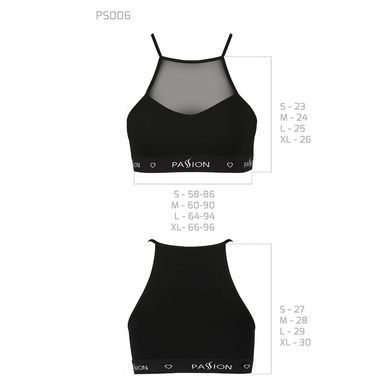 Спортивный топ с прозрачной вставкой Passion PS006 TOP L, black, L