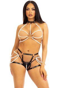 Комплект з перлинами Leg Avenue Halter Harness L, нижній пояс-харнес