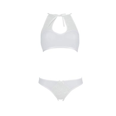Комплект: бра, трусики з ажурним декором та відкритим кроком Ursula Set white L/XL — Passion, Білий