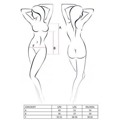 Боди монокини под латекс Passion JEAN BODY XXL/XXXL, black, Черный, XXL/XXXL, Черный
