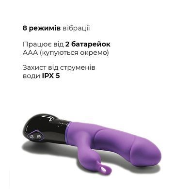 Вібратор-кролик Adrien Lastic Ares з петелькою для пальця, 8 режимів роботи, Сиреневый