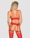 Бодістокінг Obsessive Bodystocking G313 S/M/L red, шнурівка, геометричний декор