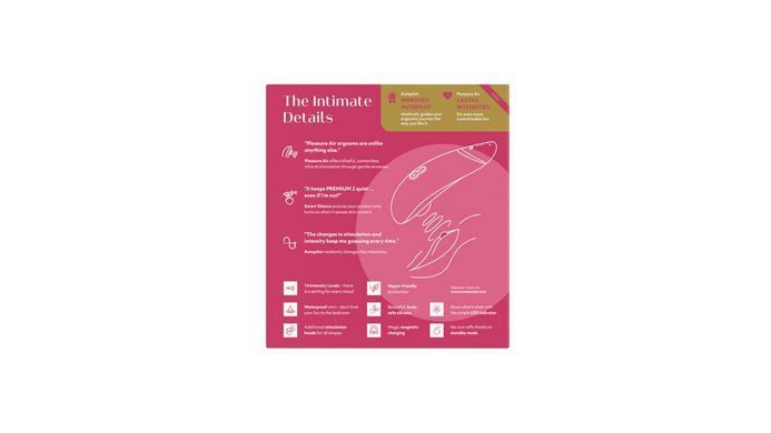 Вакуумний кліторальний стимулятор Womanizer Premium 2 - Raspberry, функції Autopilot та Smart Silence