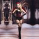 Эротический костюм темного ангела "Зажигательная Аманда" One Size, боди под латекс, чулки, перчатки,, Черный/красный, S/M