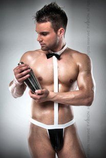 Мужской эротический костюм официанта Passion 021 BODY XXL/XXXL: очень откровенное боди, S\M