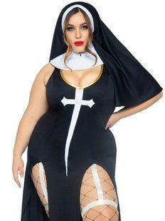 Костюм монашки-грешницы Leg Avenue Sultry Sinner 1X-2X, платье, головной убор, воротник