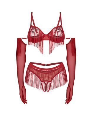 Комплект Obsessive Rossay Red 4-pcs crotchless set L/XL