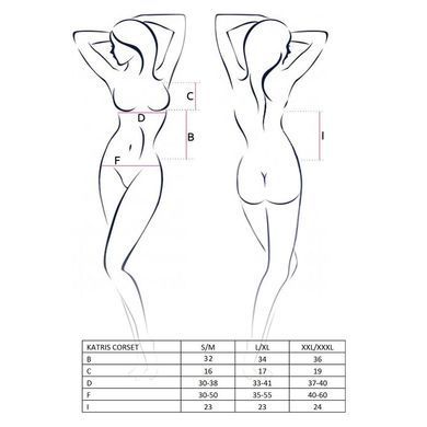 Корсет з пажами Passion KATRISS CORSET XXL/XXXL, black, трусики, шнурівка, Чорний, XXL/XXXL, Чорний