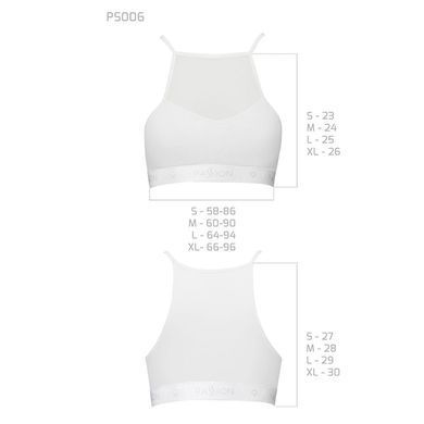 Спортивный топ с прозрачной вставкой Passion PS006 TOP XL, white, XL