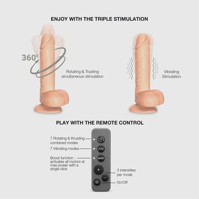 Фаллоимитатор с вибрацией и ротацией Strap-On-Me Rotating & Vibrating Realistic Dildo &ndash; L &ndash; Vanilla