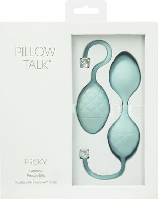 Розкішні вагінальні кульки PILLOW TALK - Frisky Teal з кристалом, діаметр 3,2 см, вага 49-75 гр, Бирюзовый