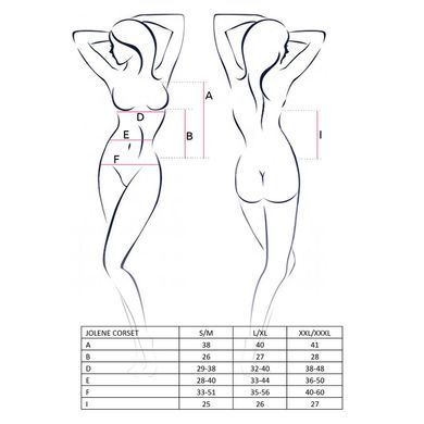 Корсет с пажами Passion JOLENE CORSET L/XL, black, трусики, полуоткрытая грудь, полупрозрачный, Черный, L/XL, Черный
