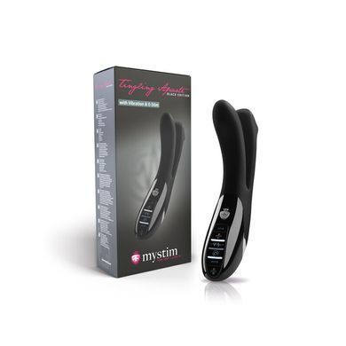 Вібратор подвійний з електростимуляцією Mystim Tingling Aparte eStim Black, міостимулятор, Чорний